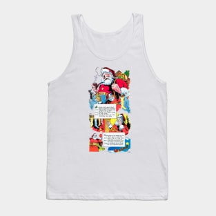 Retro Santa Claus handing out toys down the chimneys at Merry Christmas Vintage Comic Book Tank Top